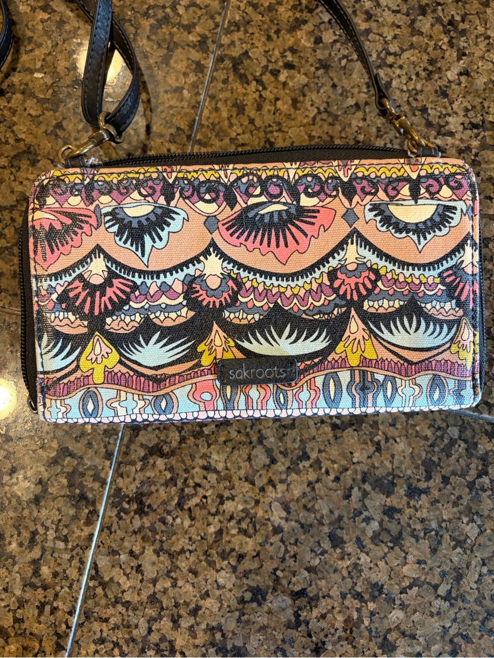 Sakroots Patterned Wristlet Wallet/Purse with Shoulder Strap